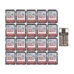 SanDisk 32GB Ultra SDHC UHS-I Memory Card for High-Speed Photography and Full HD Video - Reliable Storage Solution - Waterproof, Shockproof, and X-ray Proof Bundle with USB Card Reader(20-Pack)