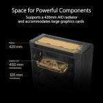 ASUS ProArt PA602 E-ATX Computer Case 420mm Radiator Support, Dual 200mm Built-in Fans, Front Panel IR dust Indicator, Power Lock Latch, Tool-Less PCIe mounting & GPU Holder, 20Gbps USB-C Front I/O