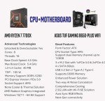 MICRO CENTER AMD Ryzen 7 7700X Desktop CPU Processorwith ASUS TUF Gaming B650-PLUS WiFi DDR5 PCIe 5.0 ATX Gaming Motherboard