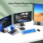 eKL USB 3.0 Switch 4 Computers Sharing USB Peripherals, 4 Port USB Switcher Sharing Mouse Keyboard Scanner Printer, with 3.5mm Headset Jack Audio Out, Includes 4 USB 3.0 Cables and Remote