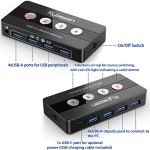 Jancane USB 3.0 Switch Selector, 4 Port KVM Switch USB Peripheral Switcher Box, 4 Computers Sharing 4 USB Devices, Button Switch & Remote Control