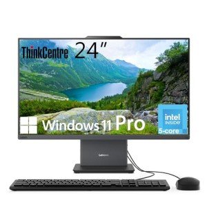 Lenovo ThinkCentre All-in-One Desktop Computer, 24" FHD IPS Display, 5-core Intel U300 Processor, 32GB DDR5, 1TB SSD, Wi-Fi 6, USB-C, HDMI in&Out, Wired KB&Mouse, Windows 11 Pro