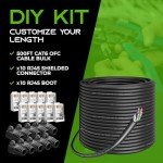 GEARit Cat6 Outdoor Ethernet Cable (Cat 6 DIY Kit - 500ft Bulk Cable | x10 RJ45 | x10 Boot) 23AWG OFC Pure Copper, FTP, LLDPE, Waterproof, Direct Burial, In-Ground, UV, POE, Network, LAN, Internet