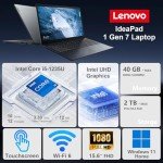 Lenovo IdeaPad 1i Laptop, 15.6" FHD Touchscreen, Intel Core i5-1235U Processor, 24GB RAM, 1TB SSD, Webcam, HDMI, Wi-Fi 6, Windows 11 Home, Blue