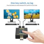 eKL USB 3.0 Switch Selector 2 Computers Sharing 1 USB Peripheral Mouse Keyboard Printer Scanner with 2 Pack USB A to B Cables