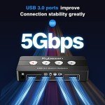 Jancane USB 3.0 Switch Selector, 4 Port KVM Switch USB Peripheral Switcher Box, 4 Computers Sharing 4 USB Devices, Button Switch & Remote Control