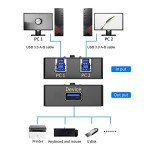 eKL USB 3.0 Switch Selector 2 Computers Sharing 1 USB Peripheral Mouse Keyboard Printer Scanner with 2 Pack USB A to B Cables