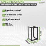 NavePoint 18U Server Rack with Swing Gate - Wall Mount Rack for 19 Inch IT & AV Equipment - 24' Deep, Black