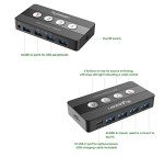 Jancane USB 3.0 Switch Selector, 4 Port KVM Switch USB Peripheral Switcher Box, 4 Computers Sharing 4 USB Devices, Button Switch & Remote Control