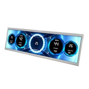 VSDISPLAY 14.5 Inch White LCD Monitor 2560x720 2K Resolution USB-C Stretched Bar Display for Computer PC Case GPU CPU Secondary Screen