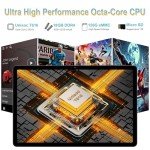 11 inch Tablet Android 14 2000*1200 2K Display Tablets PC, T616 Octa-Core 2.0GHz, 18GB RAM 128GB ROM 1TB Expandable, 5+5+13MP AI Camera, 9000mAh, 5G WiFi, with Keyboard, Case, 4 Speakers - Green