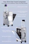HotWay 20 Inch Carry On Luggage with Cup Phone Holder and Laptop Compartment, PC Hard Shell Suitcase with Spinner Wheels and USB Port, Silver Luggage for Business Travel (22x14x9 Airline Approved)
