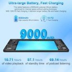 2025 Latest 11 inch 2K Tablet with Keyboard Android 14 2000x1200 2 in 1 Tablets PC, T616 Octa Core, 18GB RAM+128GB ROM, 5+5+13MP Camera, 9000mAh Battery 4 Speakers, 5G WiFi, with Case, Stylus - Gray