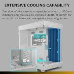 Gamdias RGB White Tempered Glass Gaming Case, 2-Way Standing for Vertical & Horizontal Orientation & One-Touch Open Computer Case with 3 Built-in ARGB Fans, Support 420mm AIO & Huge Cable Management