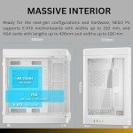 Gamdias RGB White Tempered Glass Gaming Case, 2-Way Standing for Vertical & Horizontal Orientation & One-Touch Open Computer Case with 3 Built-in ARGB Fans, Support 420mm AIO & Huge Cable Management