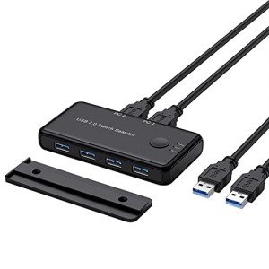 eppfun USB 3.0 Switch Selector 4 Port 2 Computers Peripheral Switcher Adapter Hub for Keyboard Mouse Printer Scanner