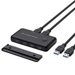 eppfun USB 3.0 Switch Selector 4 Port 2 Computers Peripheral Switcher Adapter Hub for Keyboard Mouse Printer Scanner