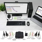 IOGEAR 2-Port 4K USB HDMI Cable KVM Switch with Remote - 4096x2160 @60Hz 2560x1440 @144Hz - USB Hub Peripheral Sharing – 2 Computers Share 1 Keyboard Mouse and Monitor - Attached Cables – GCS92HU