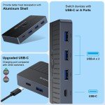 YINNCEEN 5Gbps USB 3.0 Switch - 2 Computers Share 4 USB Devices, Peripheral Adapter for PC Printer Scanner Mouse Keyboard, KVM Compatible With Mac/Windows/Linux