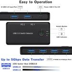 eppfun USB 3.0 Switch Selector 4 Port 2 Computers Peripheral Switcher Adapter Hub for Keyboard Mouse Printer Scanner