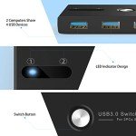 USB 3.0 KVM Switch Selector 2 Computers Sharing 4 USB Devices 4 Port USB Peripheral Switcher Box 2 in 4 Out with One-Button Swapping 2 Pack USB 3.0 Cable for Mouse, Keyboard, Scanner,Printer,Computer