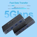 YINNCEEN 5Gbps USB 3.0 Switch - 2 Computers Share 4 USB Devices, Peripheral Adapter for PC Printer Scanner Mouse Keyboard, KVM Compatible With Mac/Windows/Linux