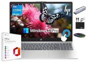 HP 15.6" Touchscreen Pavilion Laptop Computer, 32GB RAM, 1.5TB Storage (1TB SSD + 500GB Ext), 10-Core Intel i5 Processor, Wi-Fi 6E, Windows 11 Pro with Lifetime Microsoft Office, MarxsolAccessory