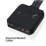 IOGEAR 2-Port 4K USB HDMI Cable KVM Switch with Remote - 4096x2160 @60Hz 2560x1440 @144Hz - USB Hub Peripheral Sharing – 2 Computers Share 1 Keyboard Mouse and Monitor - Attached Cables – GCS92HU
