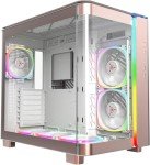 MONTECH, King 95 PRO Dual-Chamber ATX Mid-Tower PC Gaming Case, High-Airflow, Sturdy Curved Tempered Glass Front, Six ARGB PWM Fan Pre-Installed with Fan Hub, Rose Gold, Skytech Gaming Edition