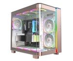MONTECH, King 95 PRO Dual-Chamber ATX Mid-Tower PC Gaming Case, High-Airflow, Sturdy Curved Tempered Glass Front, Six ARGB PWM Fan Pre-Installed with Fan Hub, Rose Gold, Skytech Gaming Edition