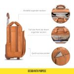 Solo New York Leather Rolling Case with Wheels - Roller Laptop Bag, Wheeled Briefcase for Women & Men, Carry On Size for Travel, Fits 15.6" Computer - Walker, Tan