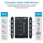 USB 3.0 Switch, Premium USB Switcher Computers Sharing 4 USB Devices for Keyboard Mouse Printer Scanner, Peripheral Switcher Box Compatible with Mac/Windows/Linux