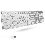 Macally Ultra-Slim USB Wired Keyboard with Number Keypad for Apple Mac Pro, MacBook Pro/Air, iMac, Mac Mini, Laptop Computers, Windows Desktop PC Laptops, Silver (SLIMKEYPROA)