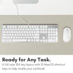 Macally Ultra-Slim USB Wired Keyboard with Number Keypad for Apple Mac Pro, MacBook Pro/Air, iMac, Mac Mini, Laptop Computers, Windows Desktop PC Laptops, Silver (SLIMKEYPROA)