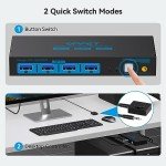 8K@60Hz Displayport Kvm Switch 1 Monitors 2 Computers USB 3.0 DP1.4 Kvm Switches Display Port for Two Computers Share Single Screen Mouse Keyboard and 2 Additional Peripherals