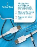 TetherTies Multi-Adapter Cable Tethers Kit - Black Nylon Coated Stainless Steel Wire Tether Cable - Secures Up to 2 Computer Peripherals - Easy Installation - Free Crimping Tool