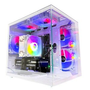 suevery Gaming PC Intel Core I5-12400F 2.5G(6Cores 12 Threads UP to 4.4G) 16G RAM Nvme 512G SSD Graphics Card A380 6G 4K Pre Built White Desktop Computer