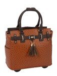 JKM & Company Rolling Laptop Bag for Women | Designer Wheeled Briefcase | Fits 13-17" Laptops | Office Travel Computer Case (Uptown Ostrich)