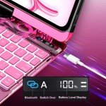 CNAIDUNR Transparent 360°Rotatable Keyboard Case for iPad 11th Generation(2025),10th Generation,Clear Hard PC Back,Trackpad,Pencil Holder,7 Color Backlight Keyboard Case,Transparent Pink