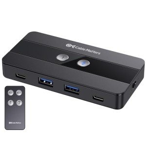 Cable Matters 10Gbps USB C Switch for 2 Computers, Data Only, Shares 2X USB-A and 2X USB-C Peripherals, No Video Support, No Host Charging, Does Not Support USBC Monitor