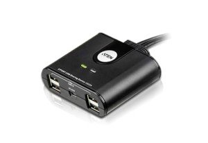 ATEN US224 2 x 4 USB 2.0 Peripheral Sharing USB Switch 2 Computers Share 4 Devices Simple Remote Port Selector Included Supports Optional USB Power Adapter - Windows Mac Linux