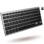 Macally Small Wireless Keyboard | Mini Keyboard for PC - Slim, Quiet & Portable for Laptop, Desktop PC, Surface, Chromebook - Space Gray