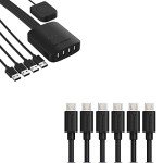 SABRENT USB 2.0 Sharing Switch up to 4 Computers and peripherals led Device Indicators + [6-Pack] 22awg Premium 3ft Micro USB Cables high Speed USB 2.0 a