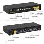 CKLau 6 Port Rack Mount KVM Switch HDMI 2.0 4K60Hz with Audio, 2 pcs USB 3.0 Peripheral Hub, and Cables for 6 Computers 1 Monitor Supports Hotkey, IR Remote, Wired Remote, Manual Switching