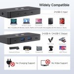 Cable Matters 10Gbps USB C Switch for 2 Computers, Data Only, Shares 2X USB-A and 2X USB-C Peripherals, No Video Support, No Host Charging, Does Not Support USBC Monitor