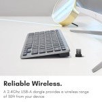 Macally Small Wireless Keyboard | Mini Keyboard for PC - Slim, Quiet & Portable for Laptop, Desktop PC, Surface, Chromebook - Space Gray