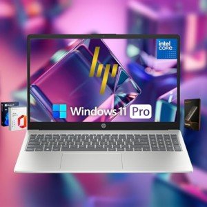 HP 15.6" FHD Student and Business Laptop, 32GB RAM 1.25TB Storage(1TB Internal SSD+256GB Portable SSD), Lifetime Microsoft Office,Intel Core i5 Processor, Windows 11 Pro, Bluetooth, Type-C, Silver