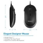 Macally Silent Wired Mouse - Slim & Compact USB Mouse for Apple Mac or Windows PC Laptop/Desktop - Designed with Optical Sensor & DPI Switch - Simple & Comfortable Wired Computer Mouse (Space Gray)