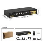 CKLau 6 Port Rack Mount KVM Switch HDMI 2.0 4K60Hz with Audio, 2 pcs USB 3.0 Peripheral Hub, and Cables for 6 Computers 1 Monitor Supports Hotkey, IR Remote, Wired Remote, Manual Switching