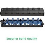 VEMONT USB hub,Computer Peripheral Equipment 7-Port USB 3.0 hub with 5V2A Power Adapter and Individual On/Off Switches,USB Charging hub 4ft/1.2m Long Cable